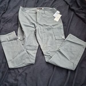 NYDJ Chino Cargo Skinny Pants Womens Gray High Rise Zip Fly Casual Sz 18